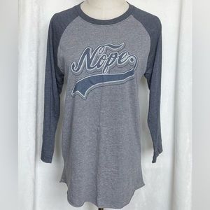 Threadless 'NOPE.' Navy Colorway (Retired) Raglan Baseball T-Shirt, Unisex XS